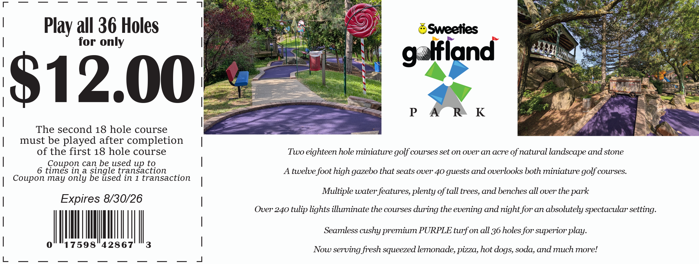 Sweeties Golfland Coupon Graphic